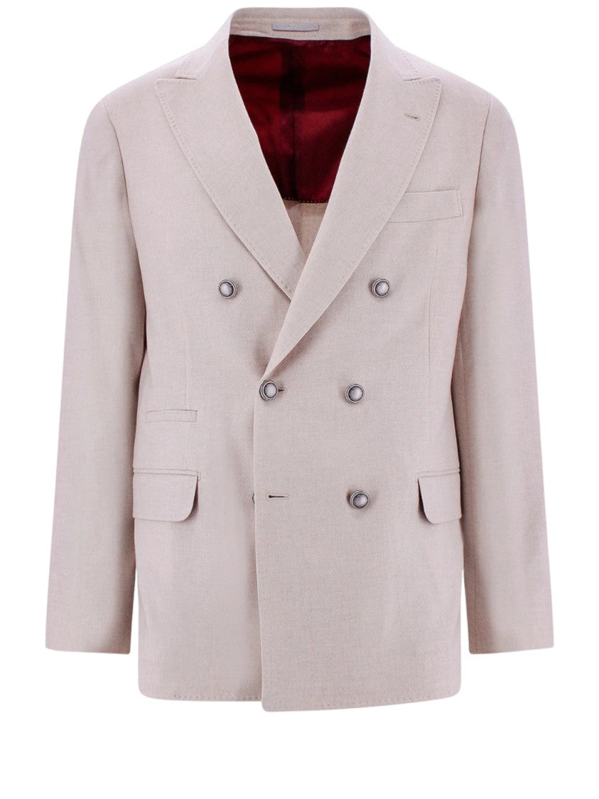 Brunello Cucinelli Double-Breasted Wool/Silk/Cashmere Blend Jacket