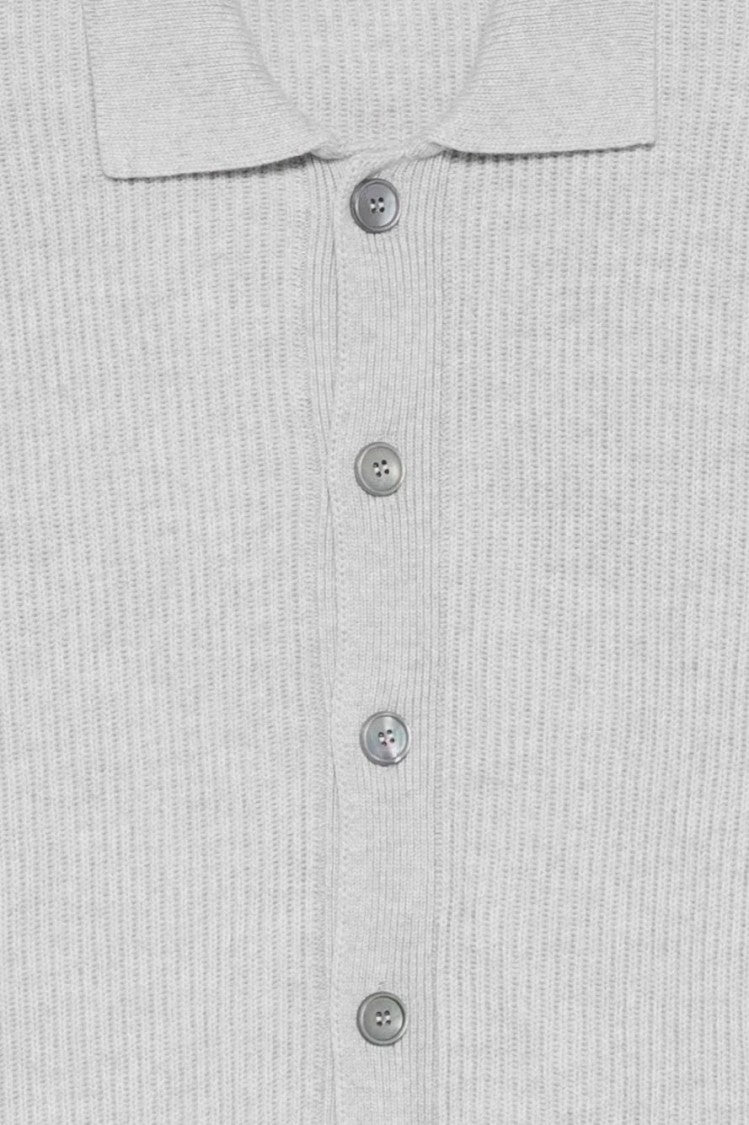 Paolo Fiorillo Capri Light Grey Ribbed Knit Cardigan Shirt