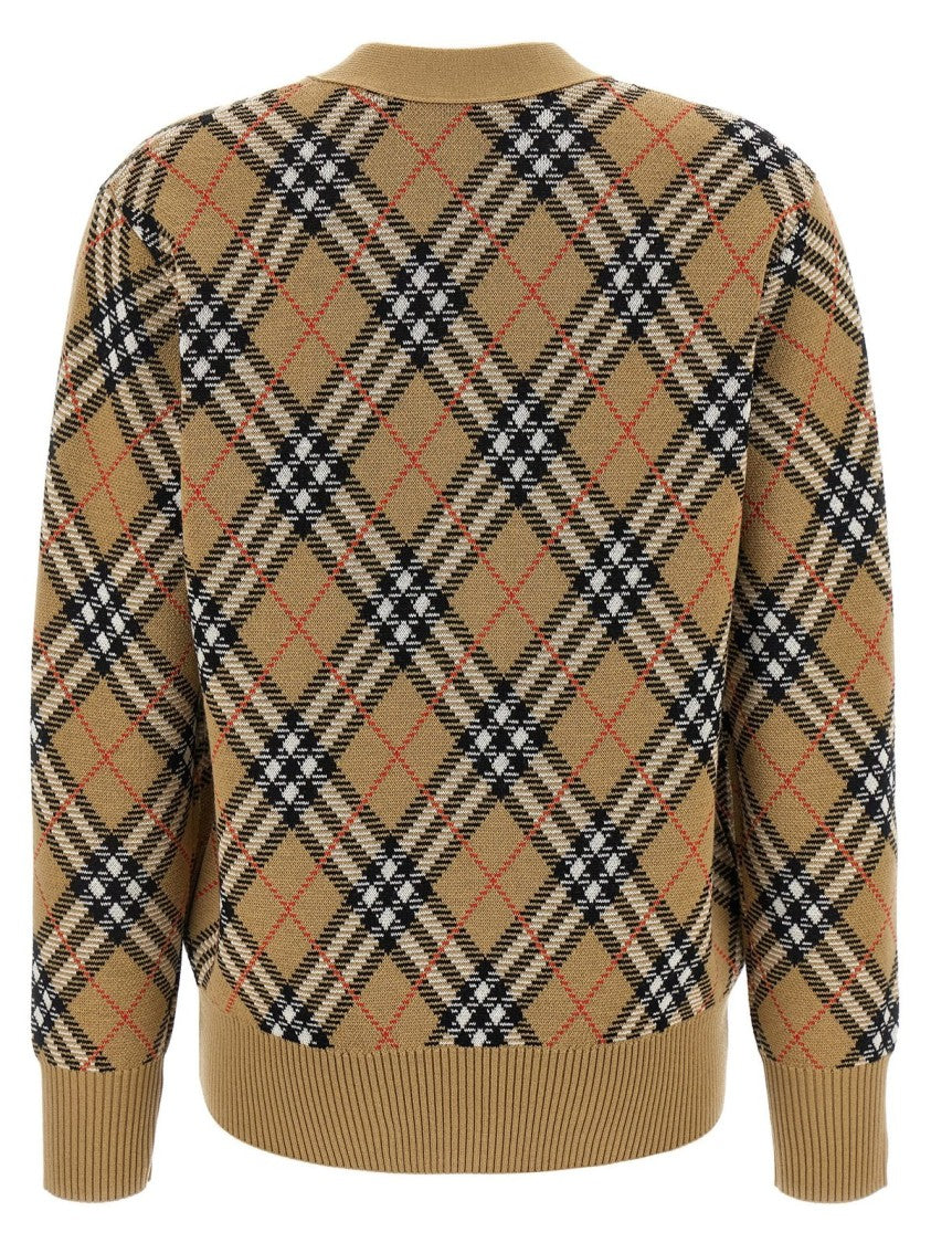 Burberry Classic Beige Knit Sweater With Ribbed Cuffs