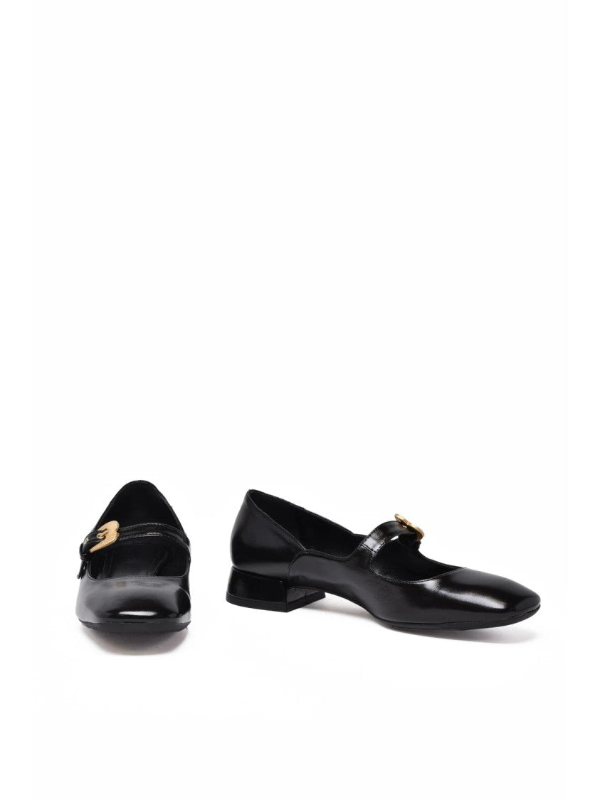 A. Bocca Black Leather Pointed Flats