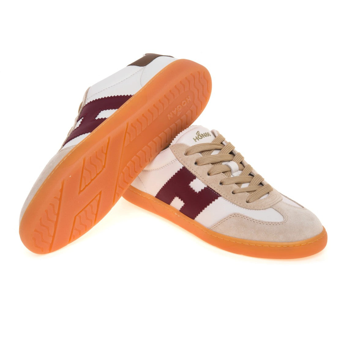Hogan Burgundy Zigzag Suede Overlay Low-Top Sneakers