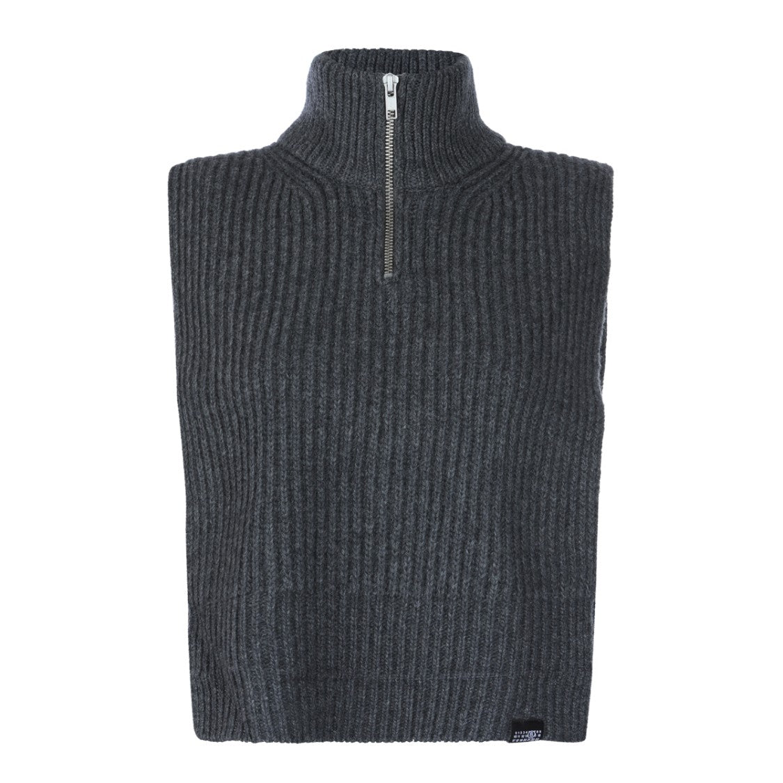 Mm6 By Maison Margiela Dark Grey Melange Wool Stole Vest Sweater