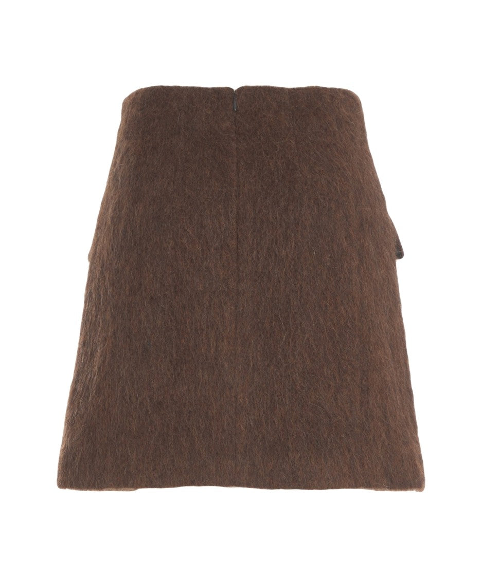 Herskind Brown Mini Skirt With Flap Pockets And Textured Finish