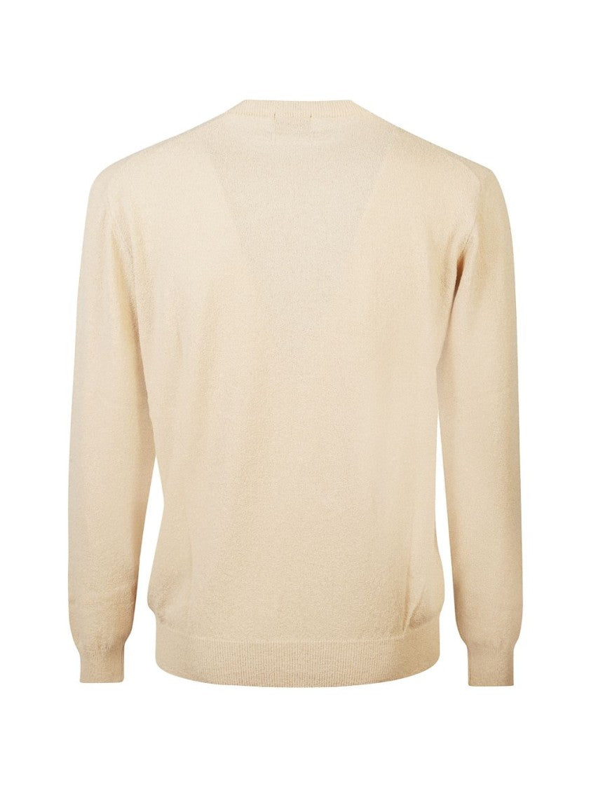 Drumohr Beige Cotton Ribbed Knit Sweater