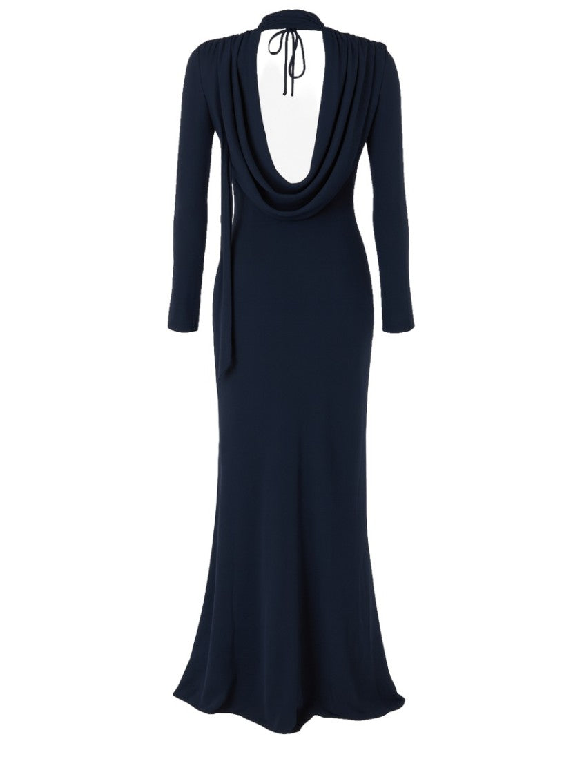 Rotate Birger Christensen Grey Recycled Polyester Draped Maxi Dress