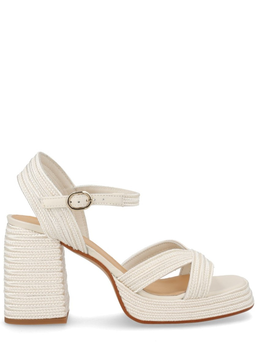 Castaner Neutrals Valley Crisscross Metallized Polyester Sandals