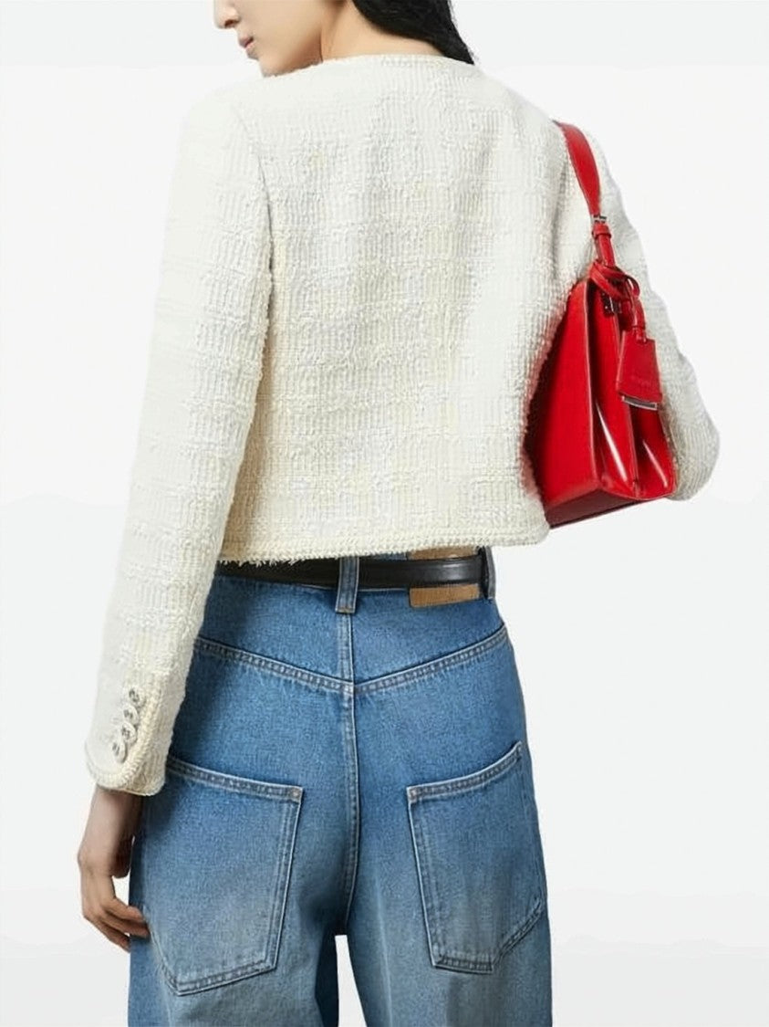 Gucci Cropped Textured Wool And Polyamide Blend Jacket