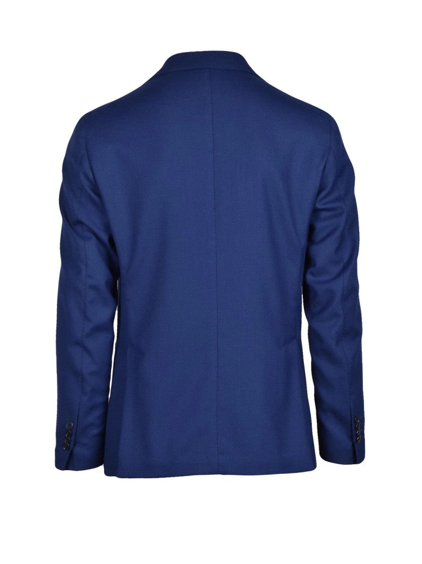 L.B.M. 1911 Unlined Royal Blue Wool Blazer With Rounded Design