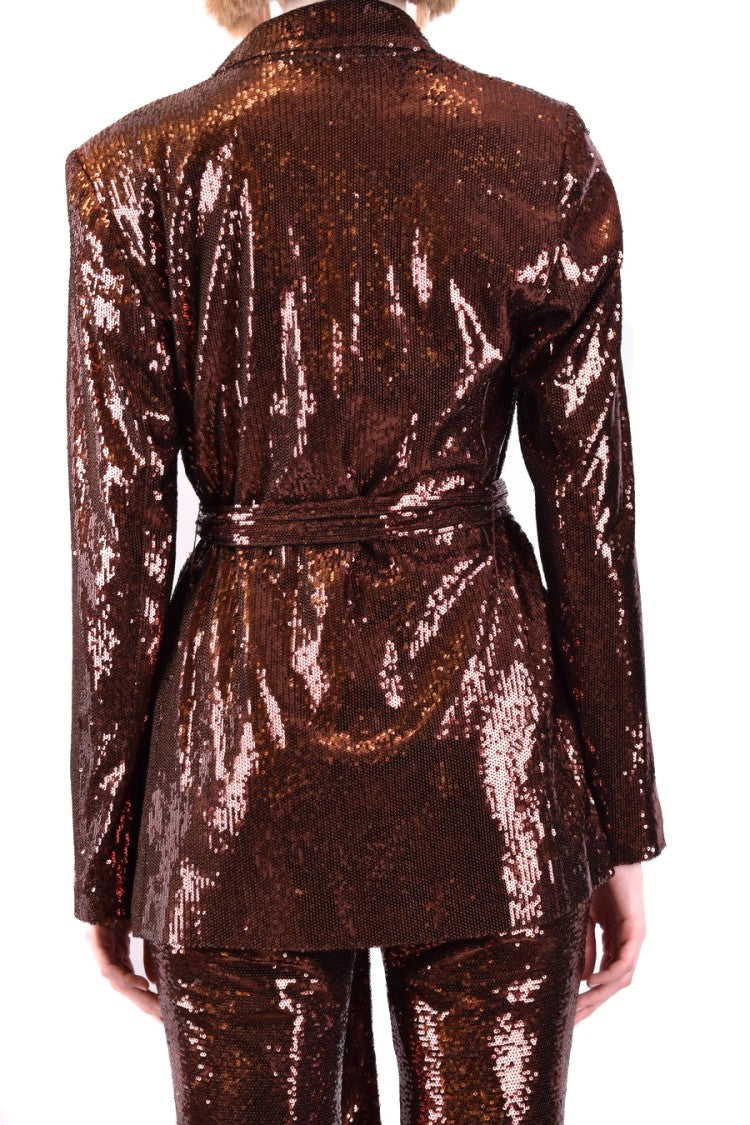 L'agence Sequined Blazer With Belted Waist And Tailored Fit