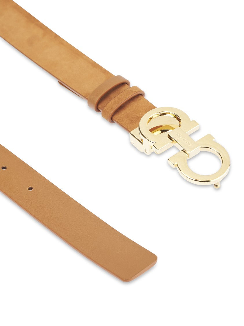 Ferragamo Tan Gancini Buckle Leather Belt