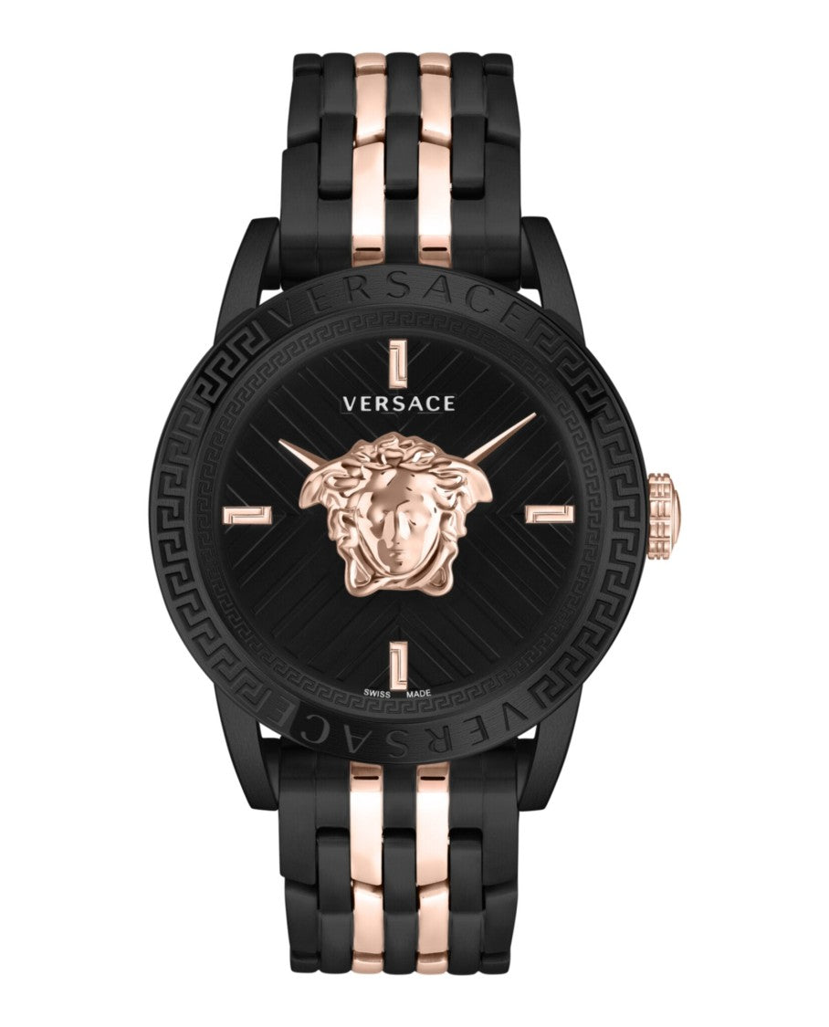 Versace Versace V-Code Bracelet Watch With Black Guilloche Dial