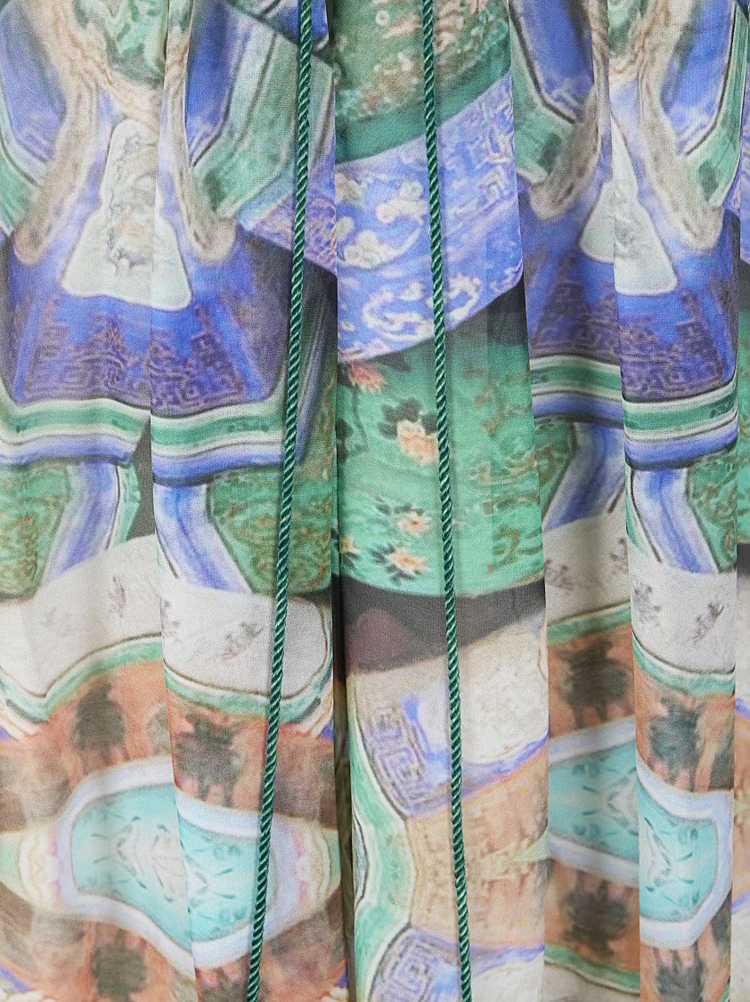 Hui Chiffon Midi Dress With Delicate Vintage Print