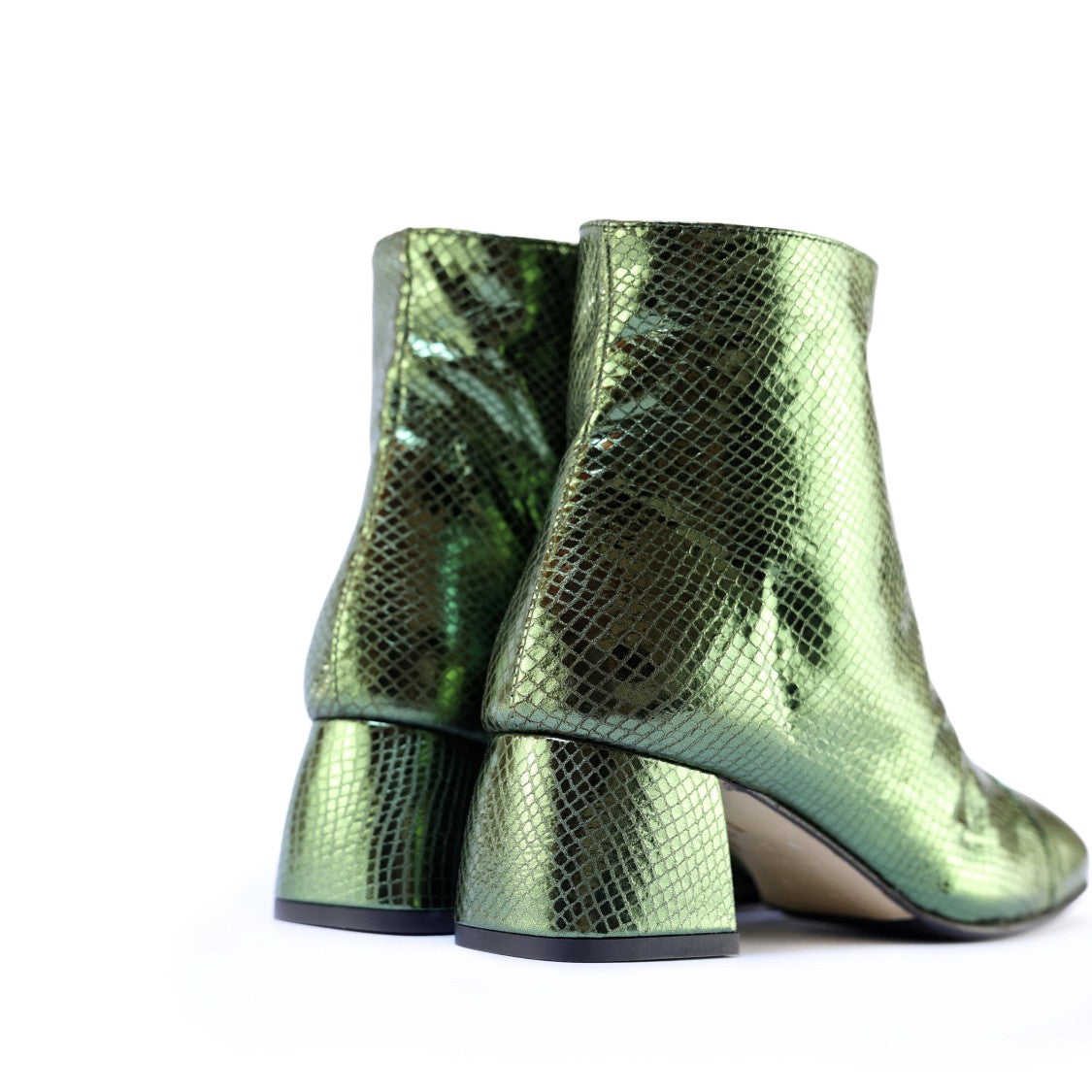 Ton Gout Snake-Effect Military Green Square Toe Boots