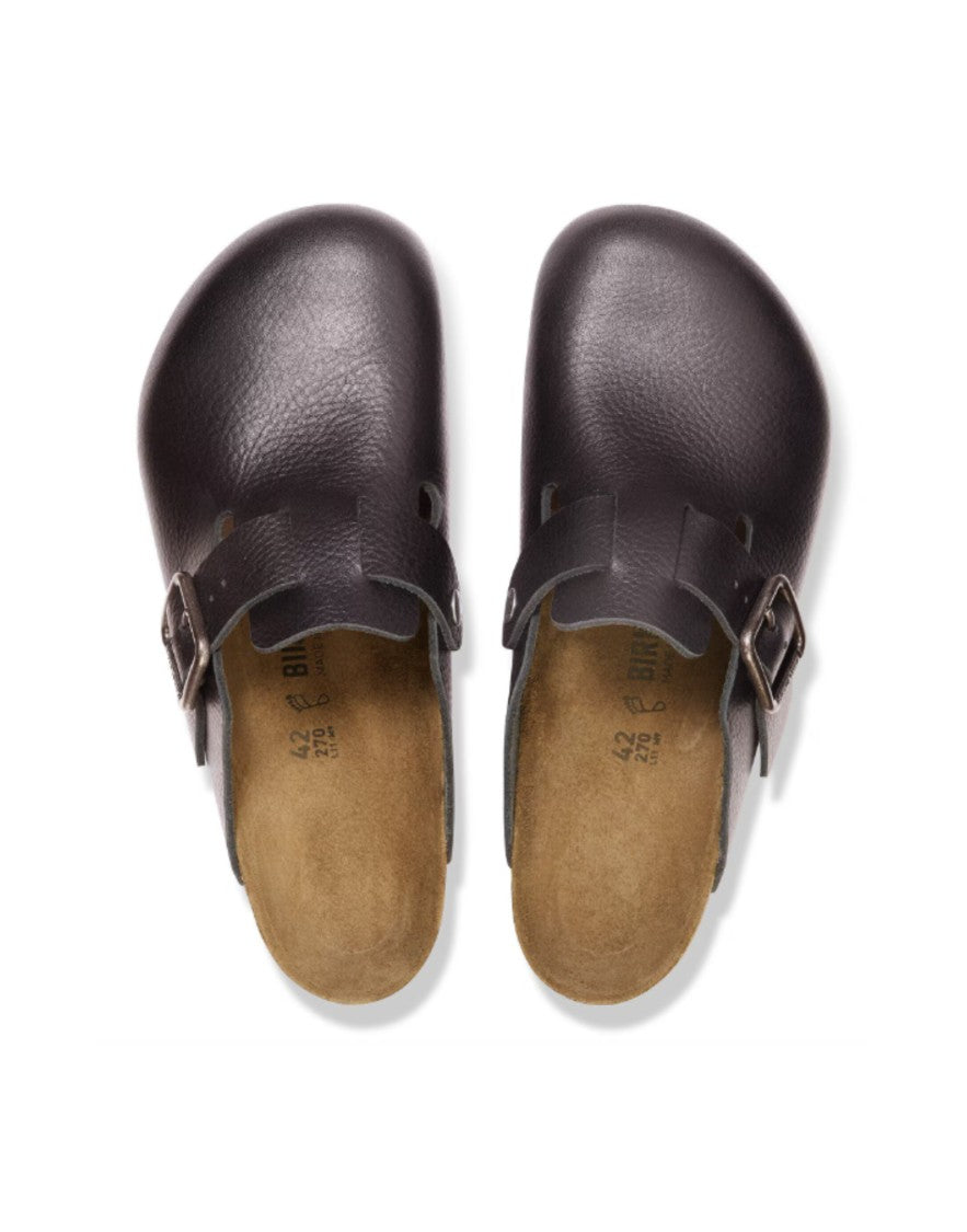 Birkenstock Vintage Wood Black Aniline Leather Adjustable Clogs