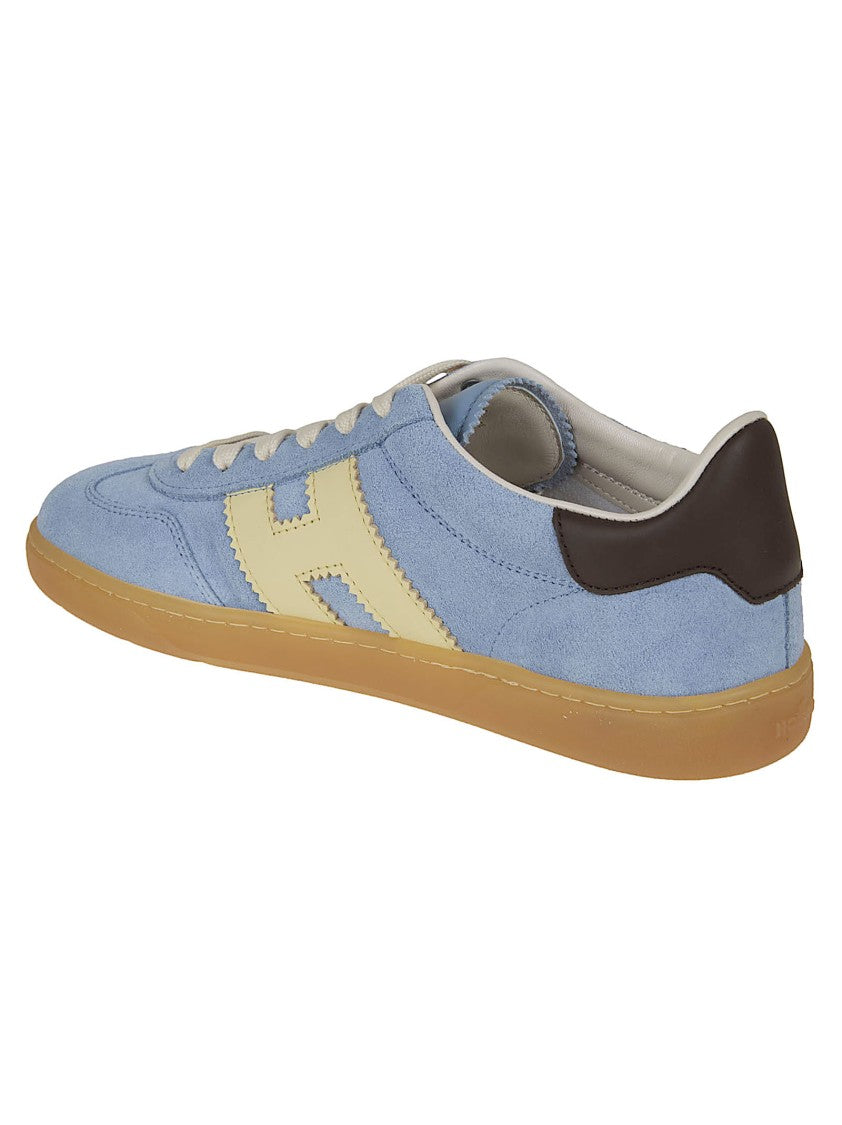 Hogan Light Blue Suede Sneakers With Vintage Amber Sole