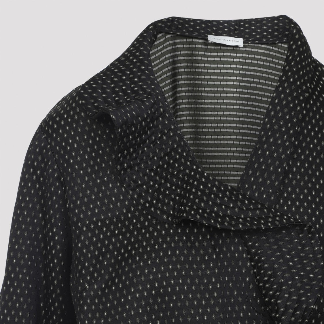 Dries Van Noten Asymmetrical Wrap Top With Draped Collar And Side Tie Detail