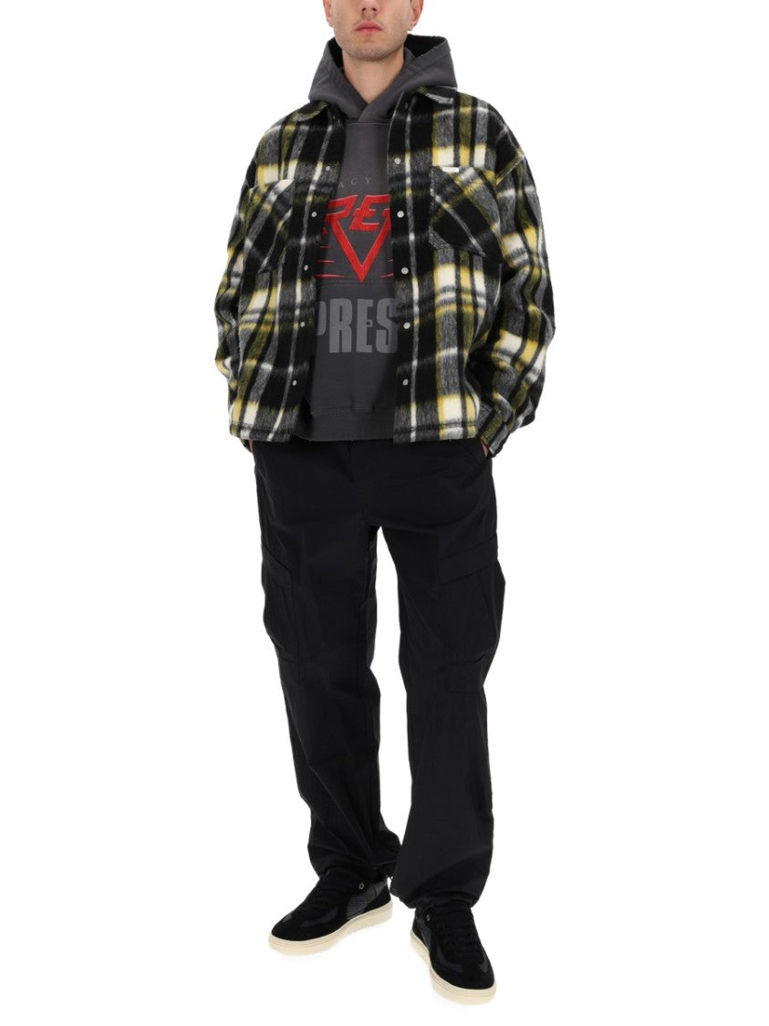 Represent Textured Plaid Snap Button Overshirt