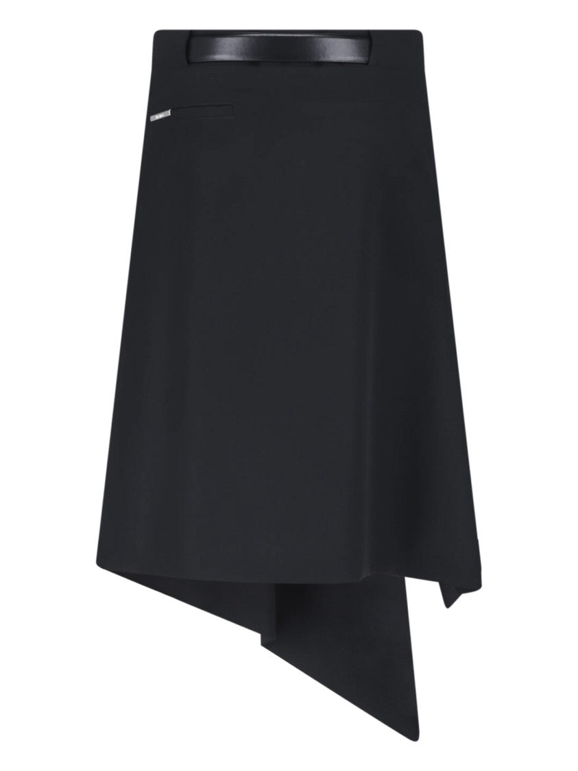 The Attico Asymmetrical Layered Skirt With Belt And Metal Accents