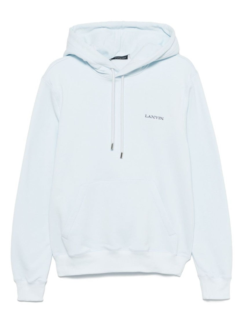 Lanvin Light Blue Embroidered Logo Hoodie
