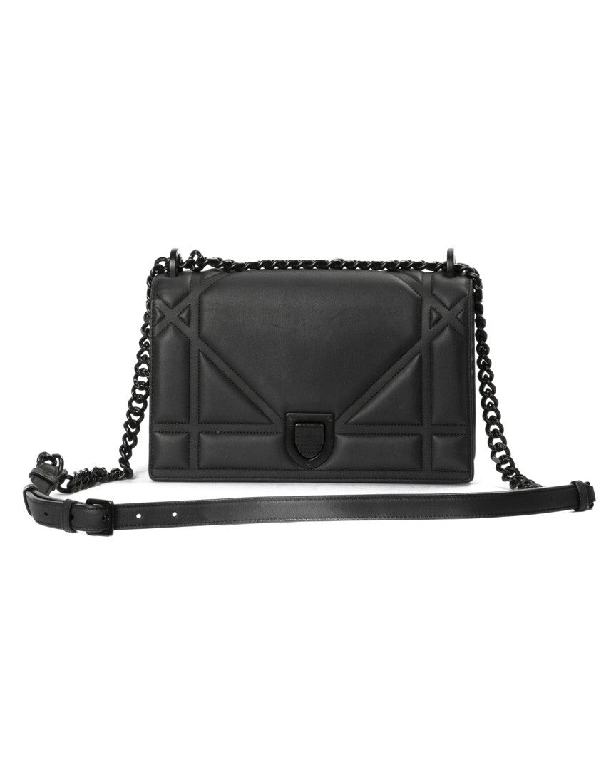 Dior Medium Diorama Bag In Ultramatte Black Leather