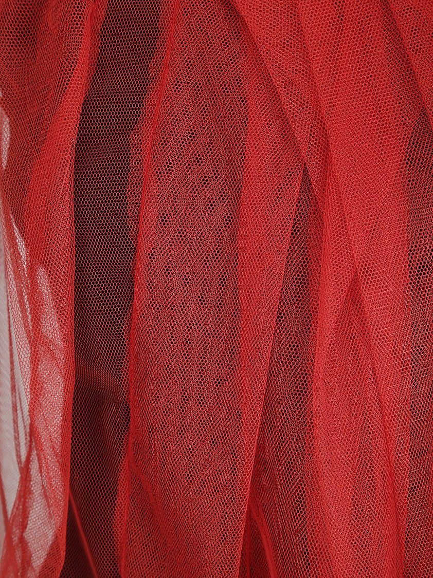 Maria Calderara Sleeveless Cotton Top With Contrasting Tulle Overlay