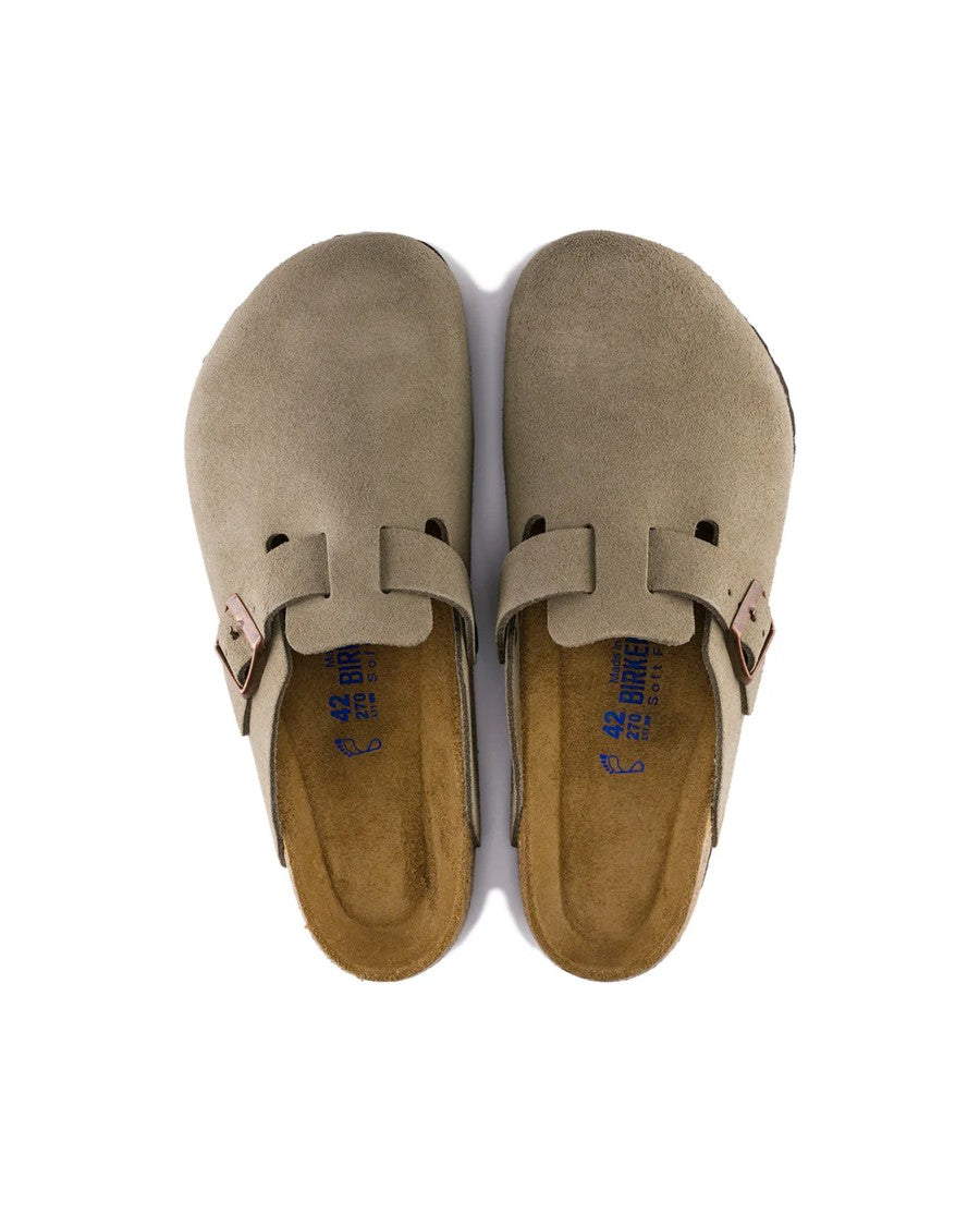 Birkenstock Suede Leather Sabot Boston With Adjustable Buckle