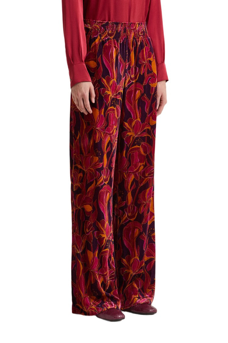 Maliparmi Lily's Ballet Velvet Smocked Wide-Leg Pants