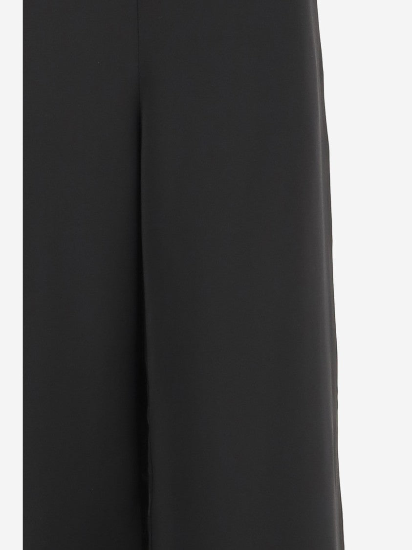 By Malene Birger Flared Leg High Waist Pants In Smooth Acetate Blend
