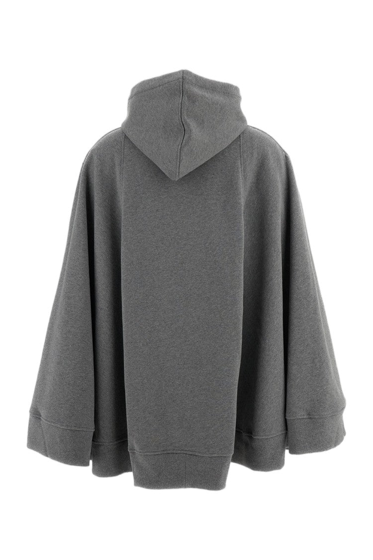 7 For All Mankind Grey Oversized Zip-Up Cotton Hoodie