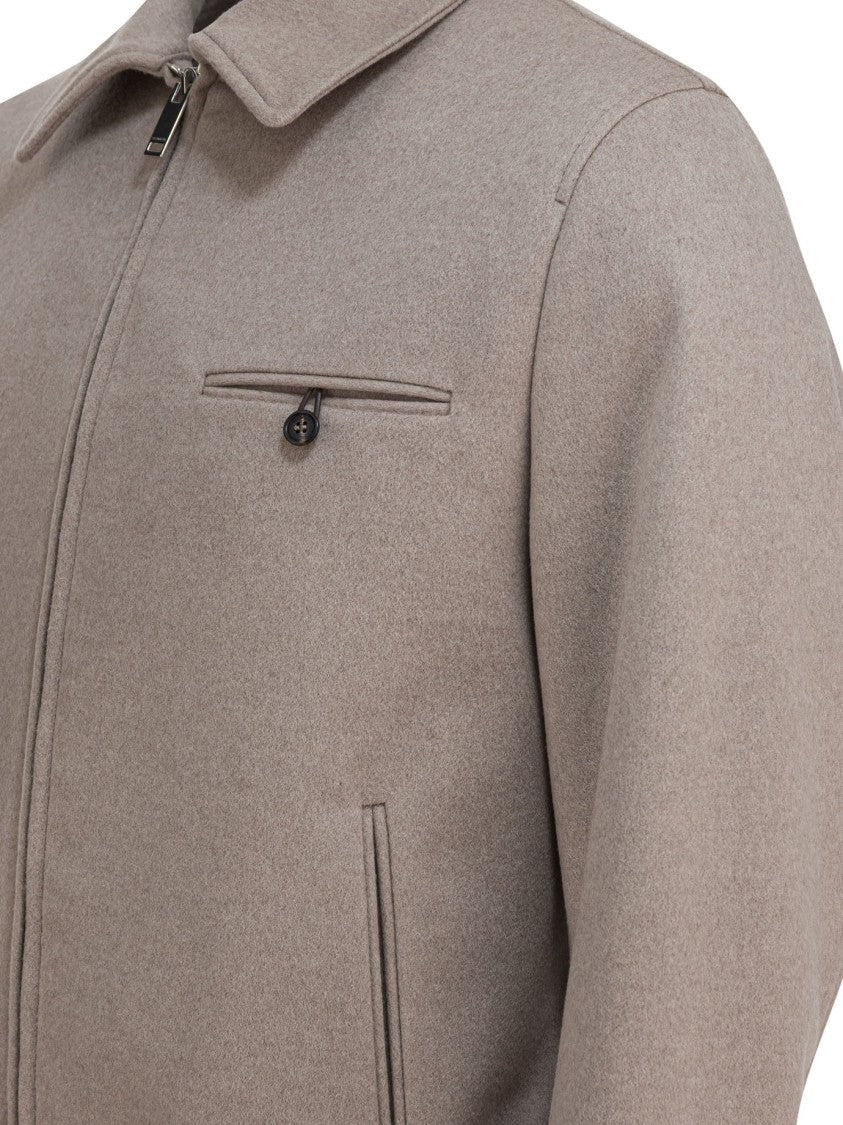 Montedoro Minimalist Beige Virgin Wool Blend Jacket