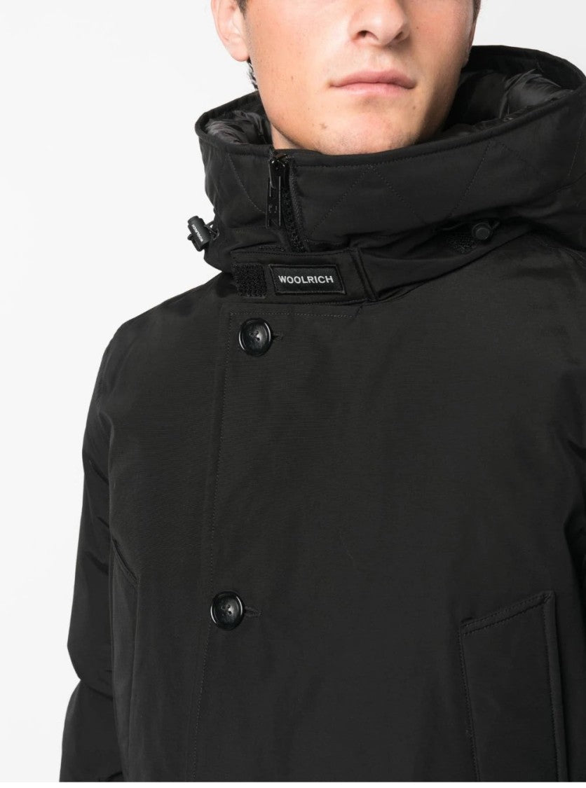 Woolrich Padded Anorak With High Collar And Flap Pockets