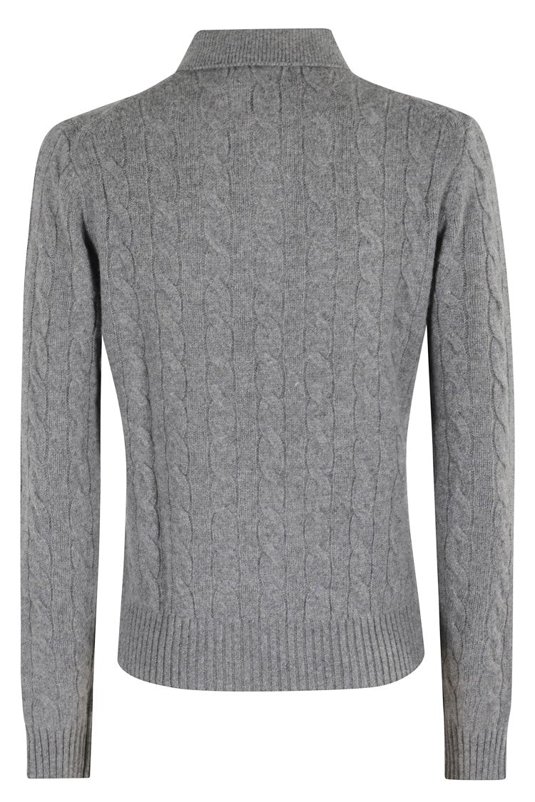 Polo Ralph Lauren Cable Knit Polo Sweater With Classic Collar And Ribbed Cuffs