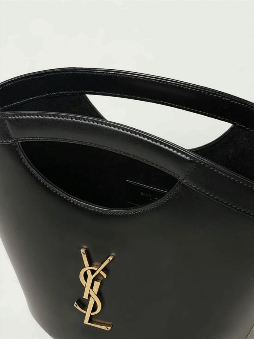 Saint Laurent Trapezoidal Calf Leather Tote Bag