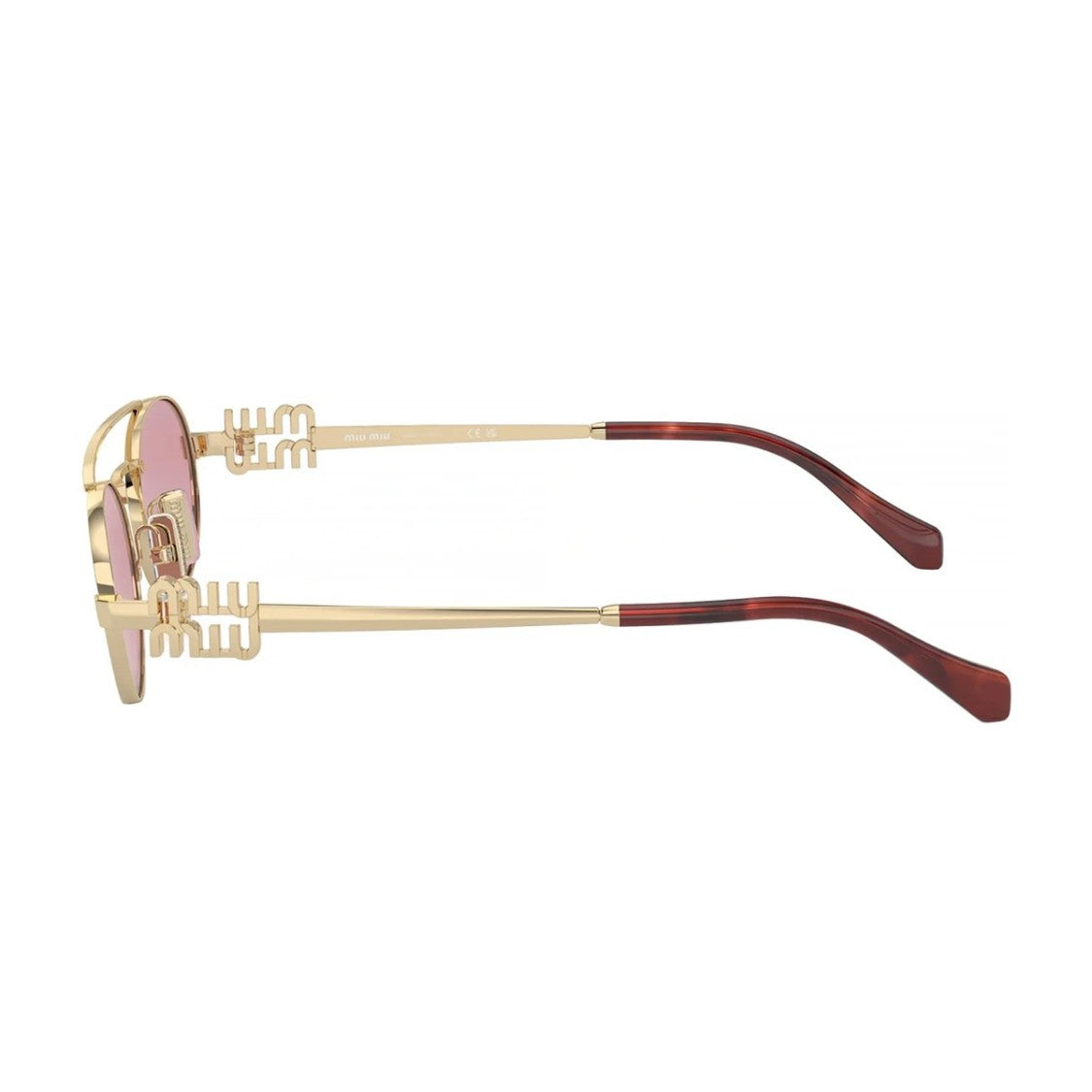 Miu Miu Gold 0Mu 54Zs Miu Miu Logo Metal Oval Sunglasses
