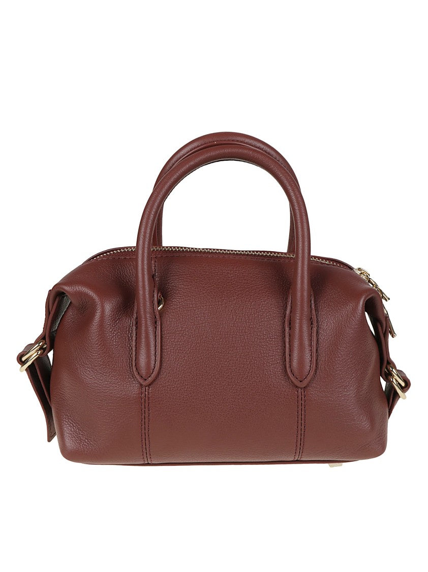 Patrizia Pepe Structured Calf Leather Gold-Tone Top Handle Bag