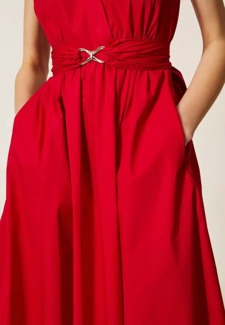 Twin-Set Sleeveless Midi Dress With Deep V-Neckline