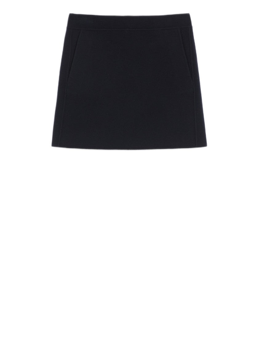 Max Mara Structured Black Mini Skirt With Side Cut Details