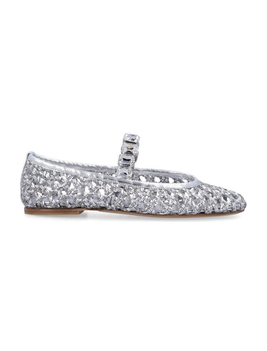 Casadei Delicate Woven Ballet Flats With Embellishments