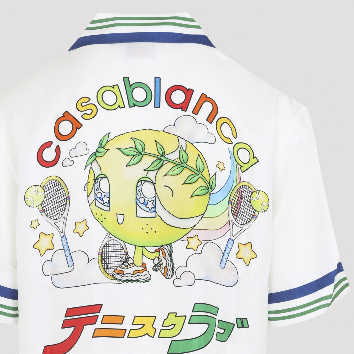 Casablanca White Silk Shirt With Colorful Striped