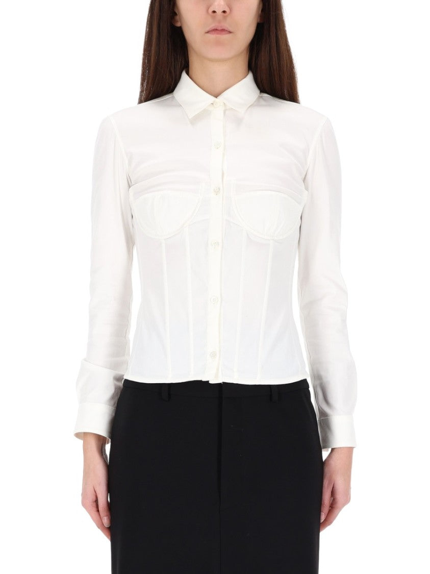 Balenciaga Corset-Inspired Lace-Up Cotton-Blend Shirt