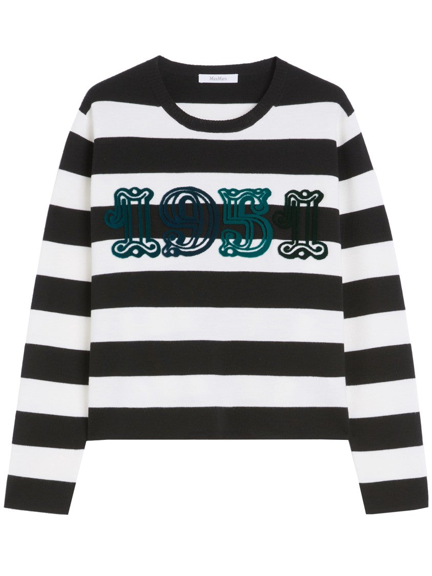 Max Mara Black Viterbo Boxy Striped Wool Sweater