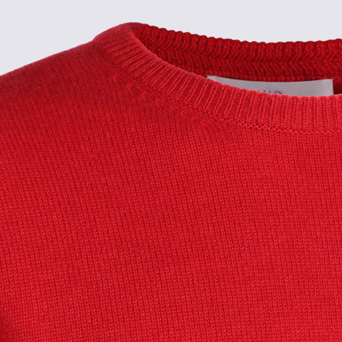 Malo Finely Knit Red Cashmere Sweater With Crew Neckline