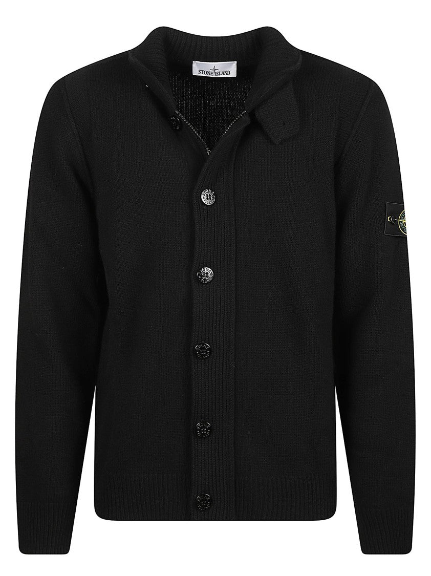 Stone Island Rws Black Virgin Wool-Blend Cardigan