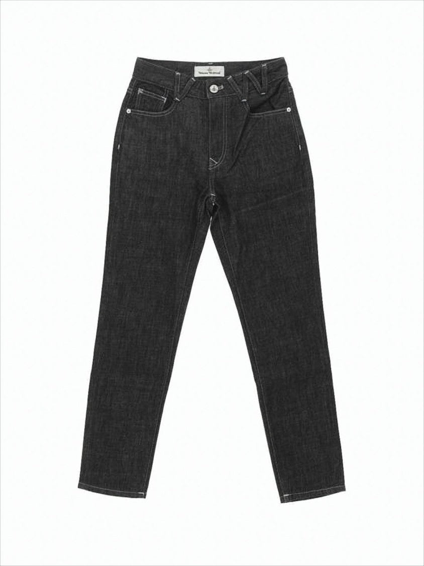 Vivienne Westwood Slim-Fit Denim Pants With Five-Pocket Design And Embroidered Accents