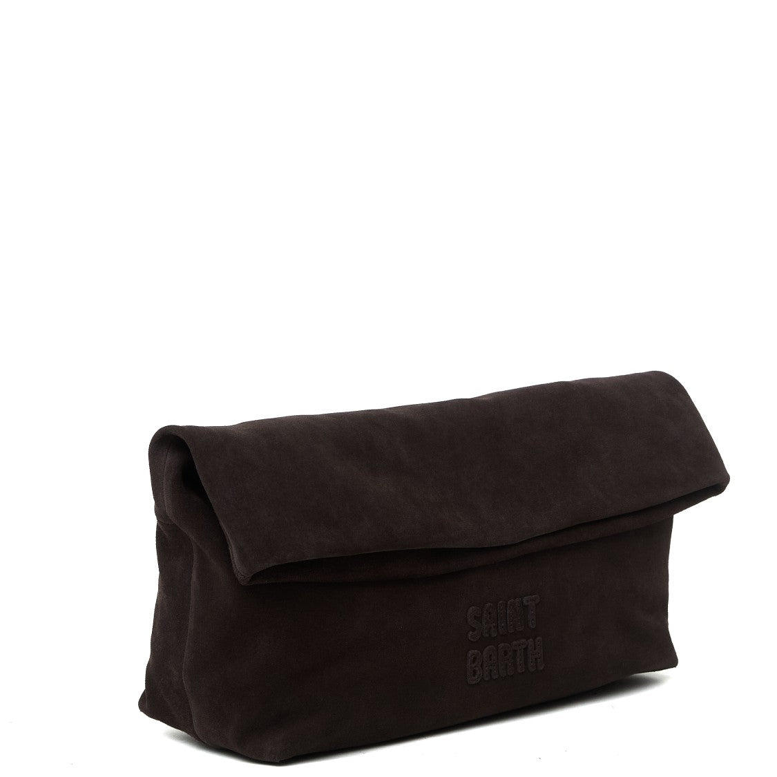 Mc2 Saint Barth Suede Maxi Pouch Magnetic Leather Clutch