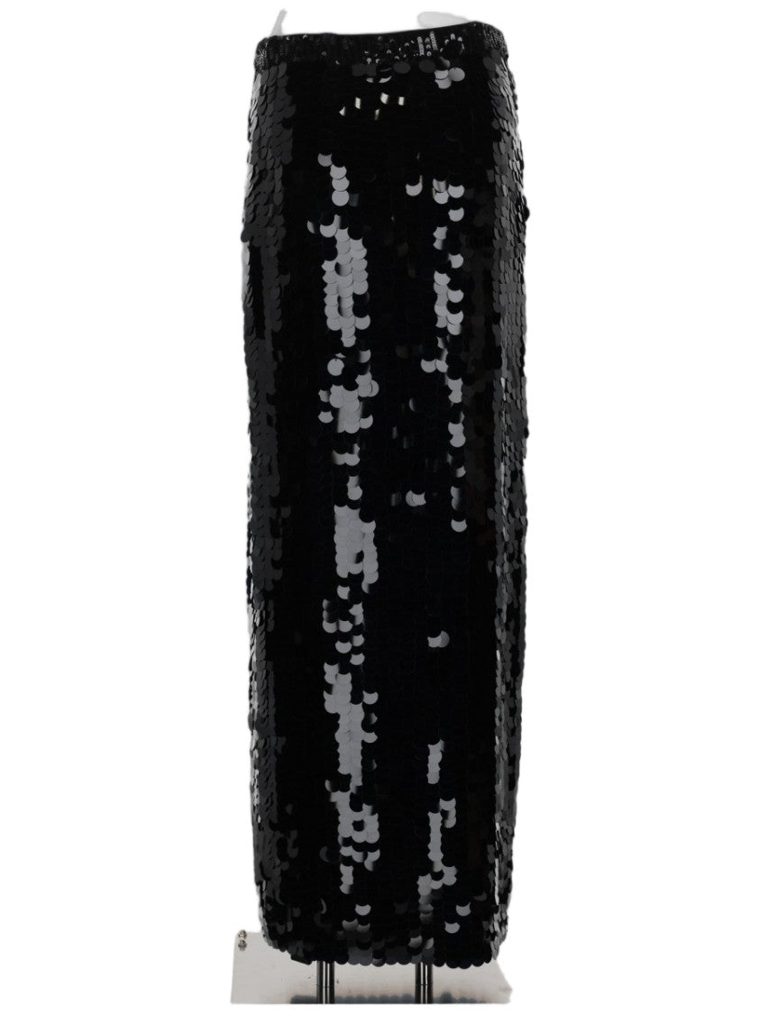 P.A.R.O.S.H. Sequined Black Midi Skirt With Reflective Surface
