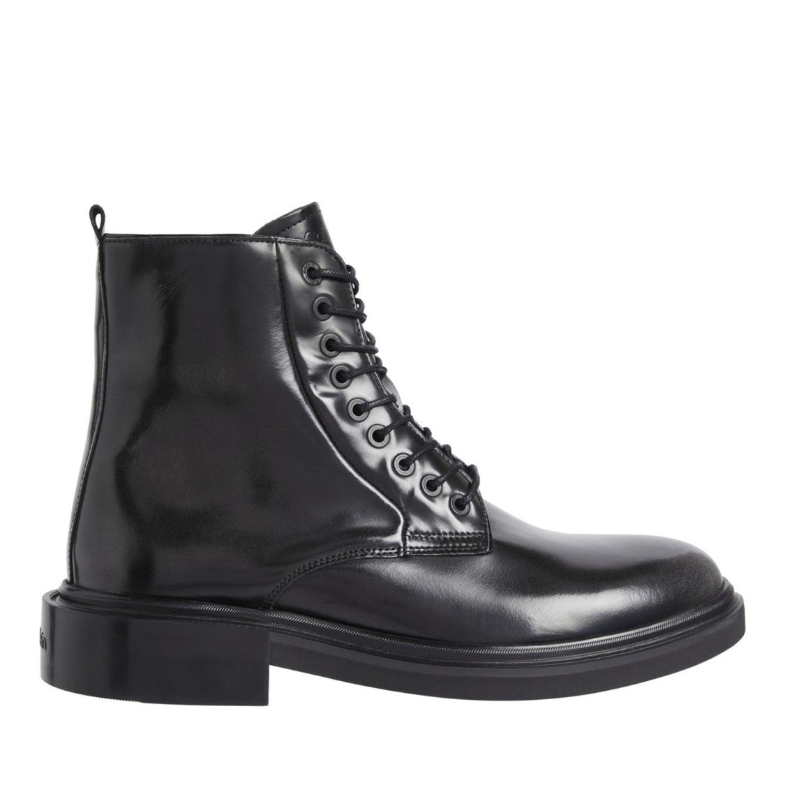 Calvin Klein Black Polished Zipper Closure Leather Ankle Boots