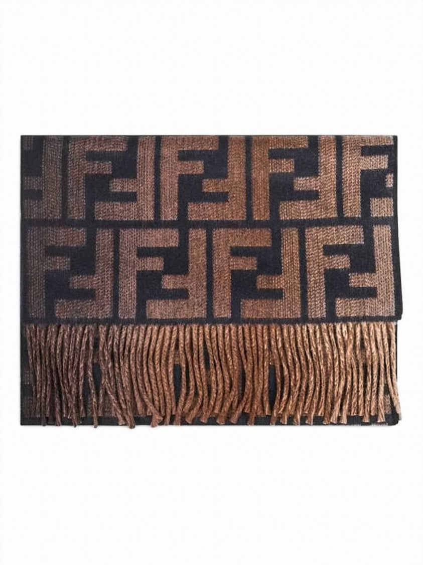 Fendi Geometric Patterned Wool And Cashmere Scarf