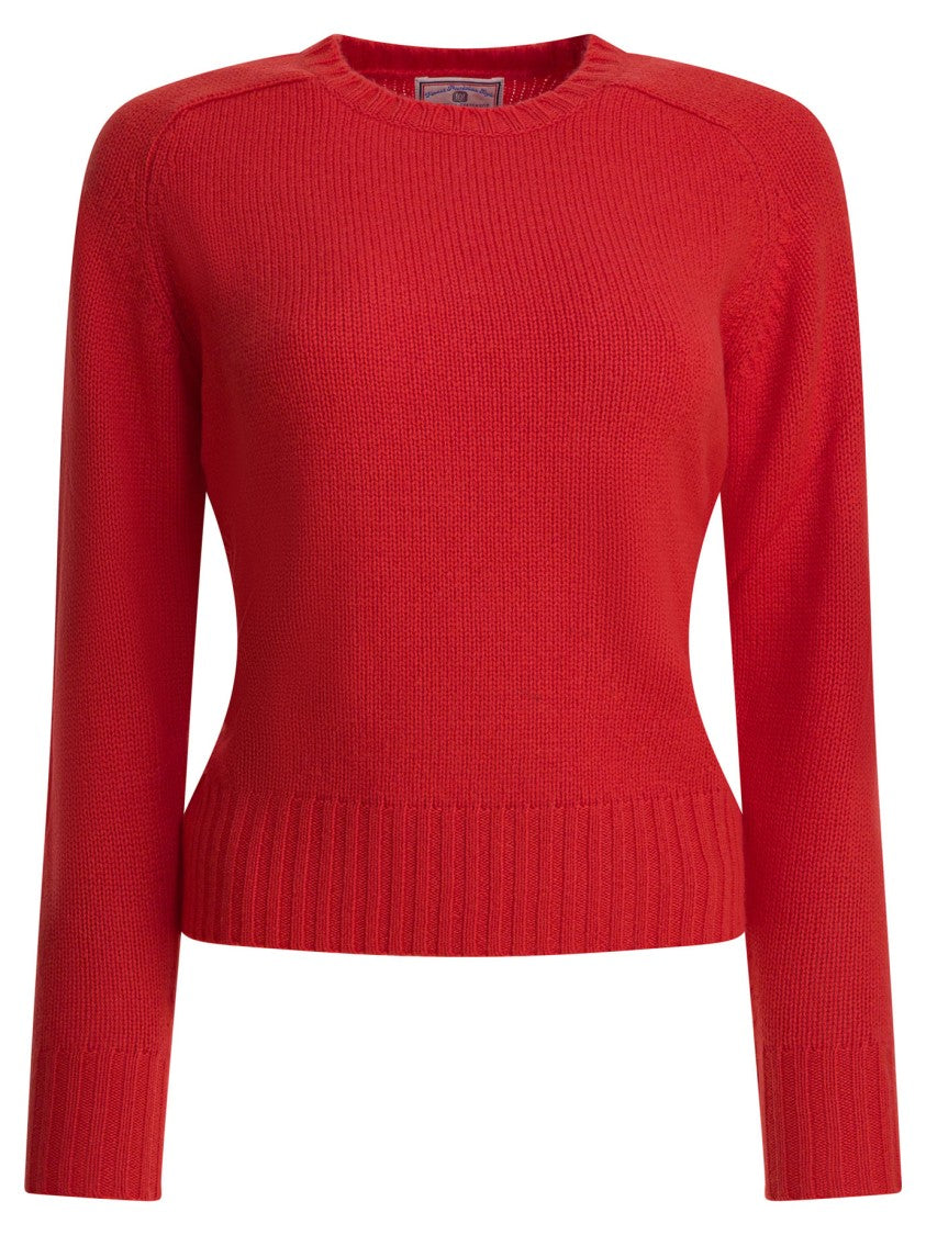 Ines De La Fressange Classic Red Knitwear With Ribbed Details