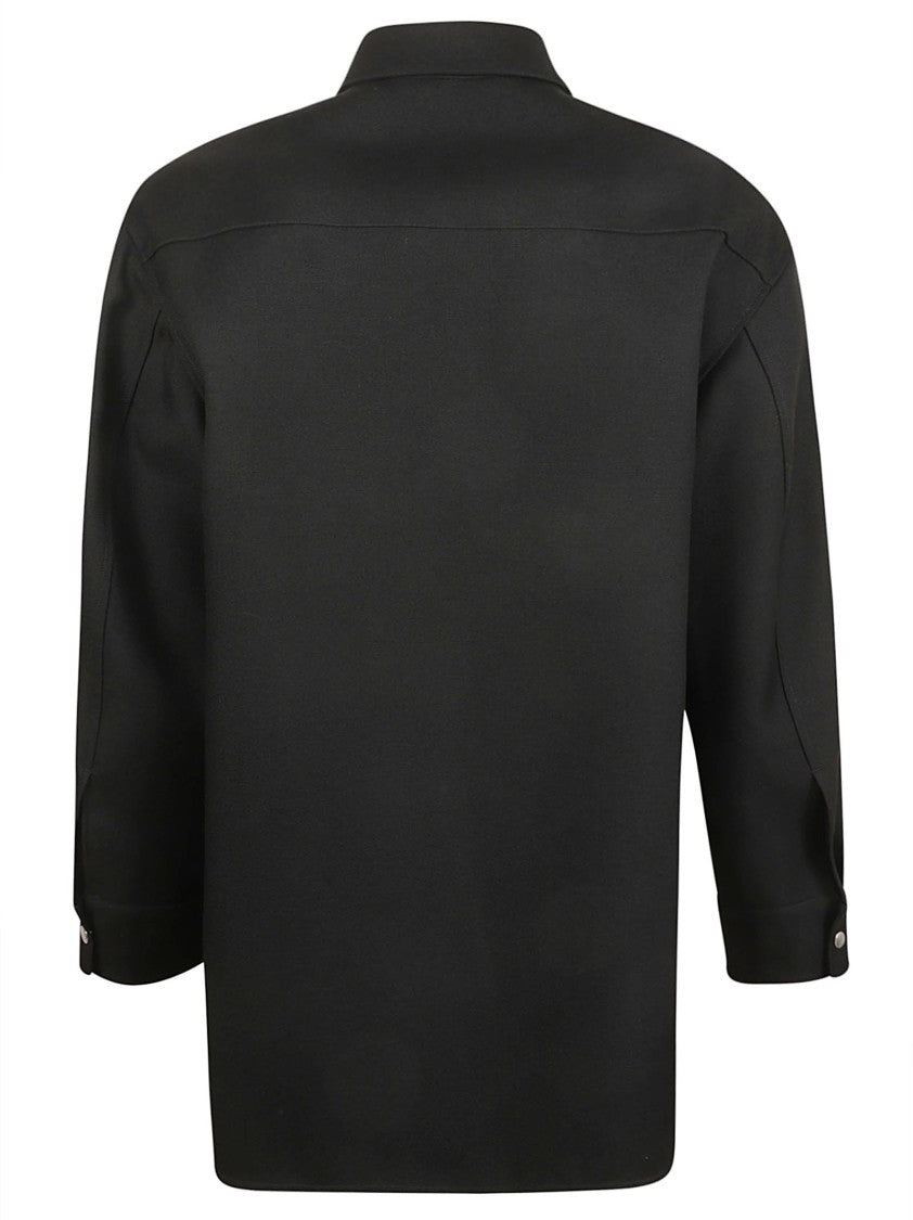 Jil Sander Button-Down Black Wool Shirt With Classic Collar